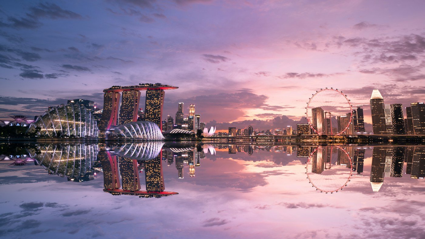 Singapore skyline reflected in the water