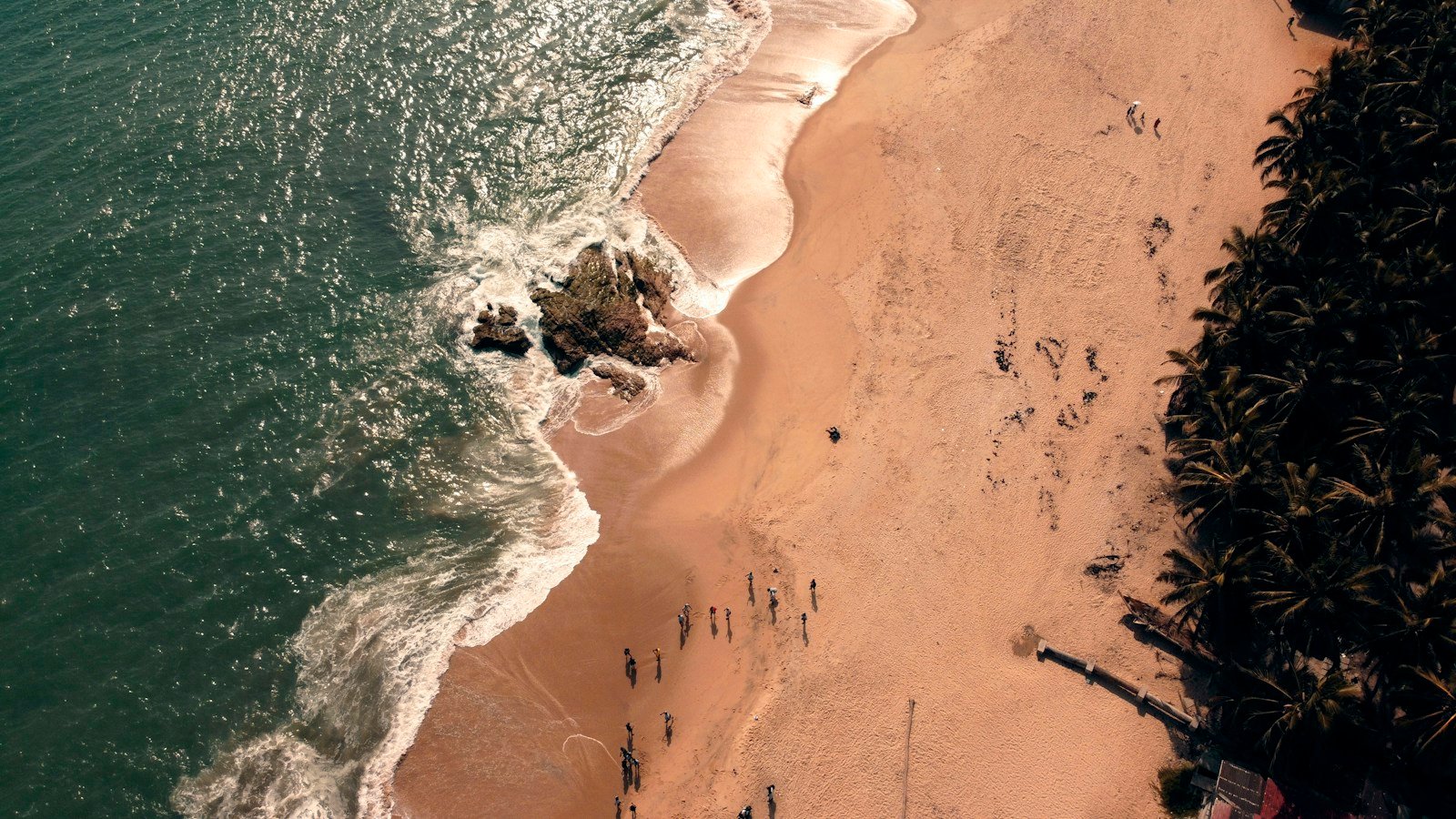Aerial view of golden Cape Coast sand beside the Atlantic