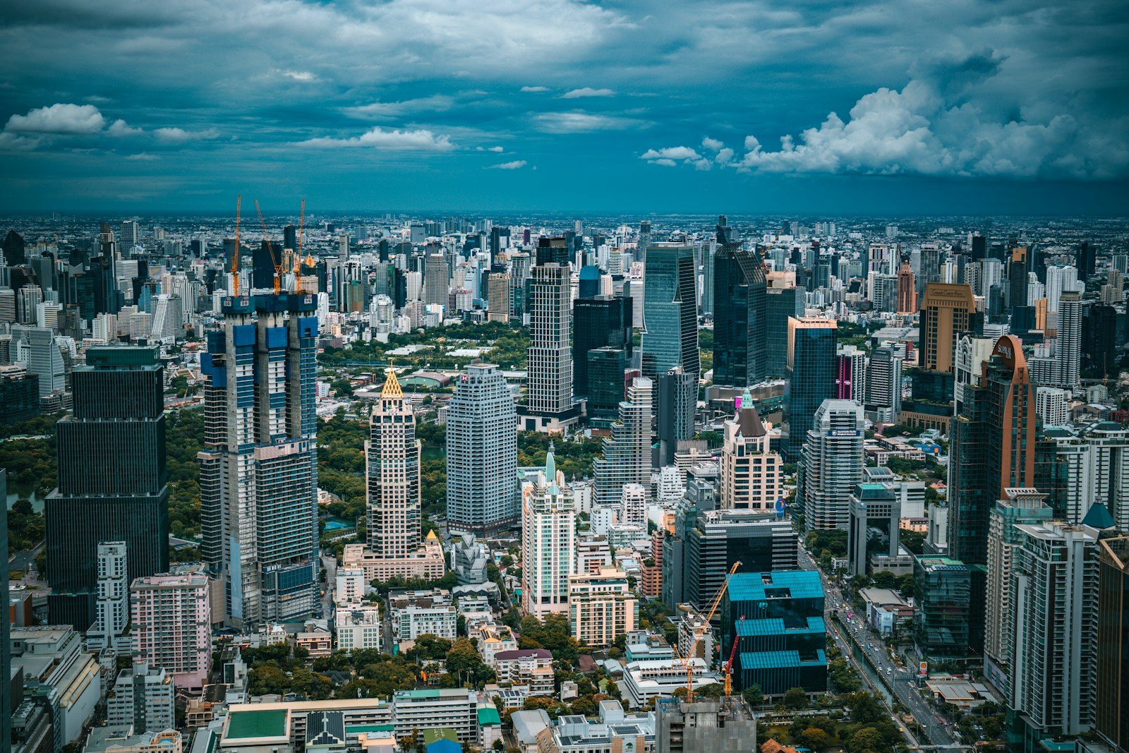 Dense Bangkok skyline of modern towers
